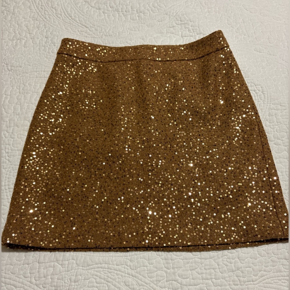 LOFT Golden Brown Sequin Mini Skirt, size 6P